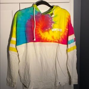 hooded long sleeve tee, tie dye